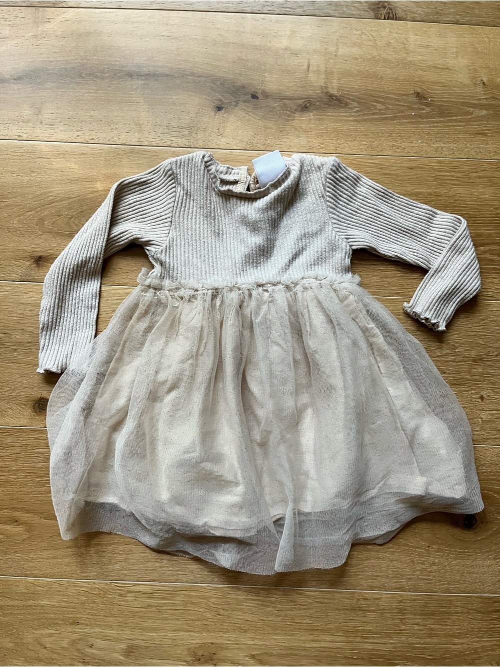 Zara kids Cream Knit & Tulle dress